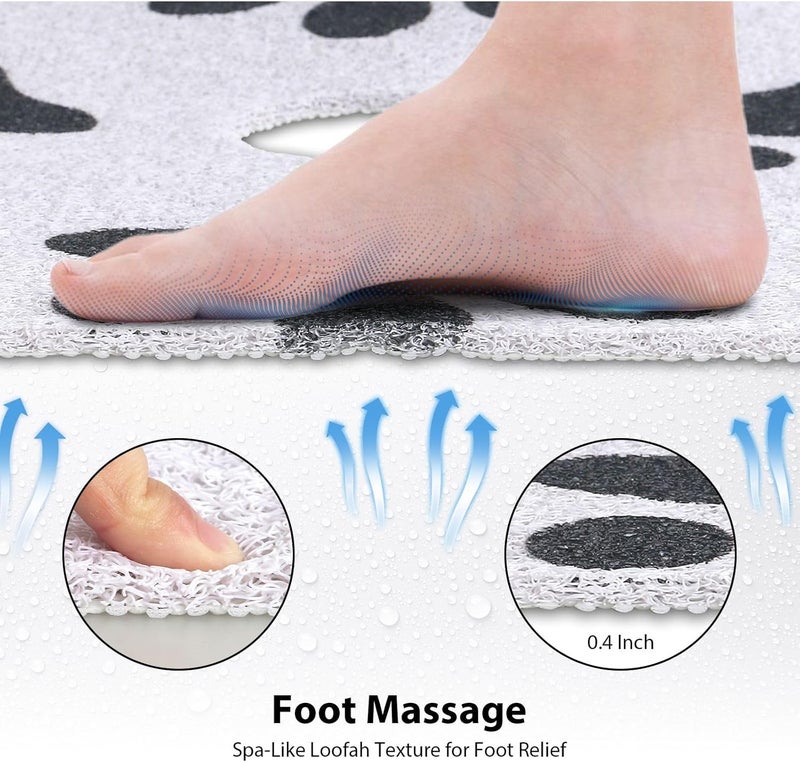 Yonala Square Shower Mat, 27 x 27 Inch Stylish Non Slip Shower Mats for Inside Shower with Central Drain Hole, Soft Trimmable PVC Loofah Anti Slip Shower Mat for Walk in Shower Stall, Quick Drying - Image 4